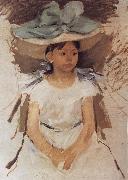 Mary Cassatt Alan wearing the blue hat oil on canvas